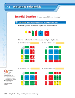 Multiplying Polynomials 7.3