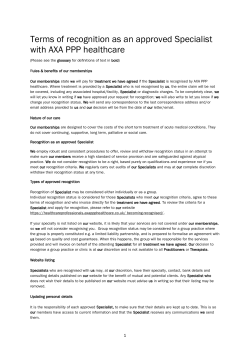 our terms of recognition for specialists