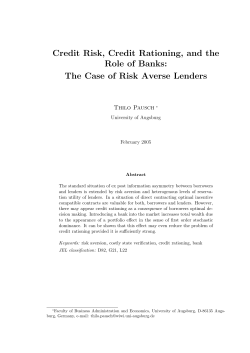 credit risk, credit rationing, and the role of banks: the case of