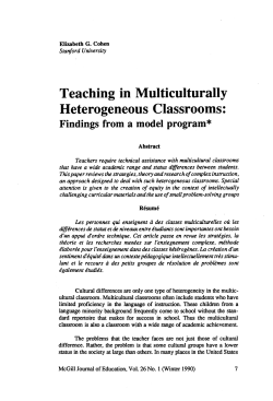 Teaching in Multiculturally Heterogeneous Classrooms: