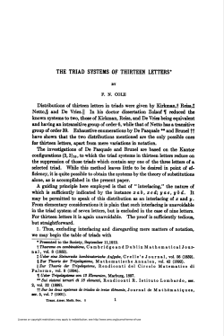THE TRIAD SYSTEMS OF THIRTEEN LETTERS*
