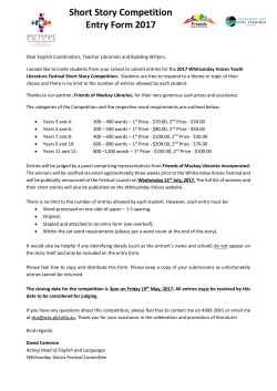 Short Story Competition Entry Form 2017