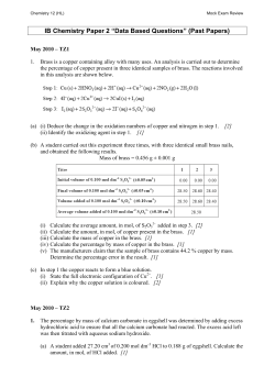 Data Based Questions - Practice for Mock Exam