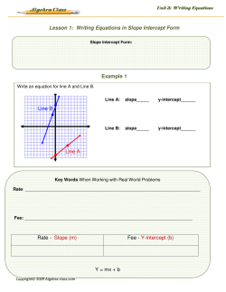 Lesson 1: Writing Equations in Slope Intercept Form Example 1 Rate