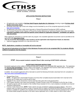 APPLICATION PROCESS INSTRUCTIONS Phase I • All applicants