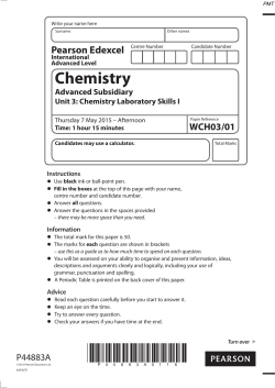 June 2015 (IAL) QP - Unit 3 Edexcel Chemistry A