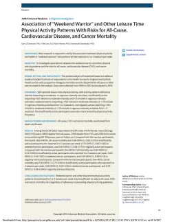 Association of &ldquo;Weekend Warrior&rdquo; and Other Leisure Time