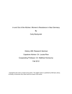 In and Out of the Kitchen: Women`s Resistance in Nazi Germany By