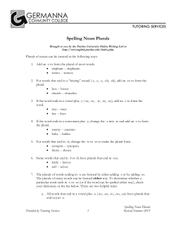 Spelling Noun Plurals