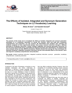 The Effects of Isolated, Integrated and Synonym Generation