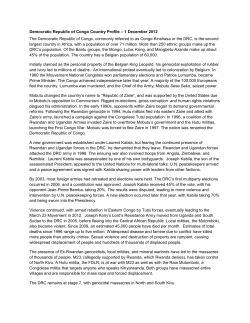 Democratic Republic of Congo Country Profile