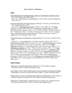 Peter Erickson: Publications Books Citing Shakespeare: The