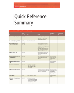 Quick Reference Summary