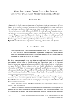 272 WHEN PARLIAMENT COMES FIRST – THE DANISH
