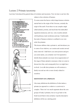 Lecture 2 Primate taxonomy