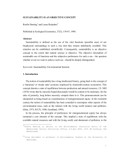 SUSTAINABILITY IS AN OBJECTIVE CONCEPT Roefie Hueting and