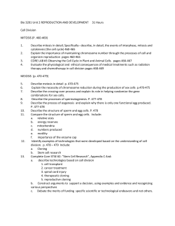 Bio 3201 Unit 2 REPRODUCTION AND DEVELOPMENT 31 Hours