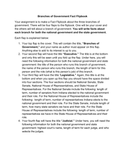 Branches of Government Fact Flipbook Your assignment is to make