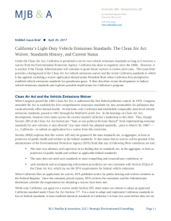 California`s Light-Duty Vehicle Emissions Standards: The Clean Air