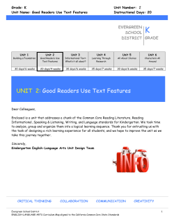 UNIT 2: Good Readers Use Text Features