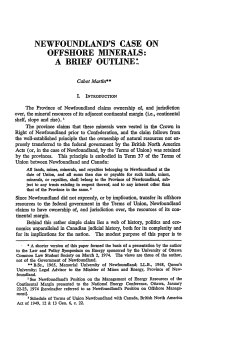 Newfoundland`s Case on Offshore Minerals: A Brief Outline