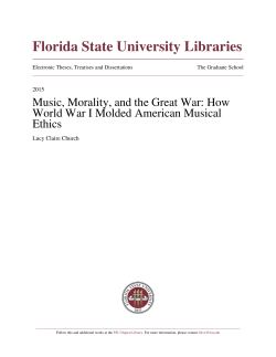 Music, Morality, and the Great War: How World War I