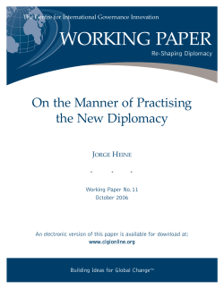 On the Manner of Practising the New Diplomacy