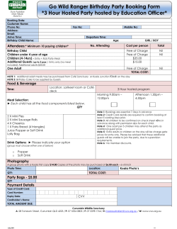 Go Wild Ranger Birthday Party Booking Form *3 Hour Hosted Party