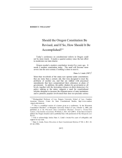 Should the Oregon Constitution Be Revised, and If So, How Should