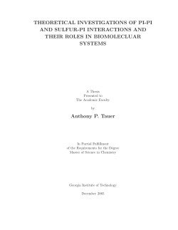THEORETICAL INVESTIGATIONS OF PI-PI AND SULFUR