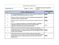 Model Curriculum English Language Arts Units Student Learning