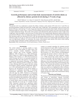 Growth performance and certain body measurements of ostrich