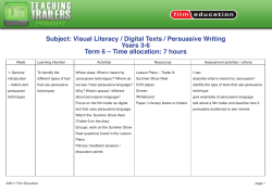 Subject: Visual Literacy / Digital Texts / Persuasive Writing Years 3