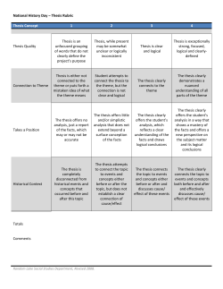 National History Day &ndash; Thesis Rubric Thesis Concept 1 2 3 4 Thesis