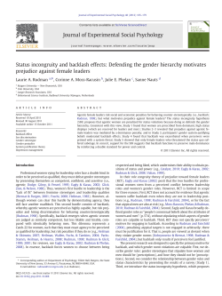 Status incongruity and backlash effects - self regulation-lab