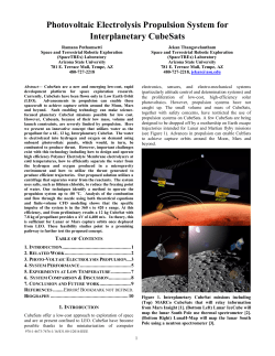 Photovoltaic Electrolysis Propulsion System for - SpaceTREx