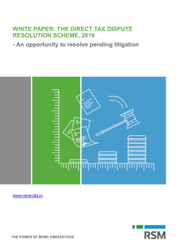 THE DIRECT TAX DISPUTE RESOLUTION SCHEME