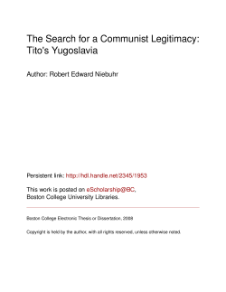 The Search for a Communist Legitimacy: Tito`s Yugoslavia