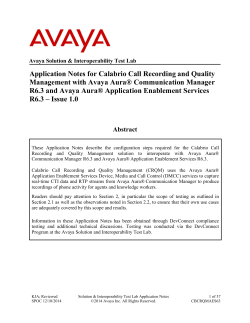 Application Notes for Calabrio Call Recording and Quality