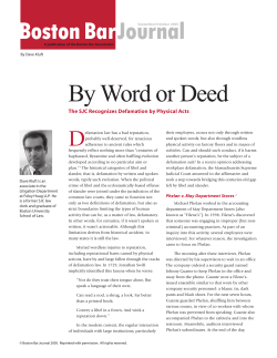 By Word or Deed: The SJC Recognizes Defamation by Physical Acts