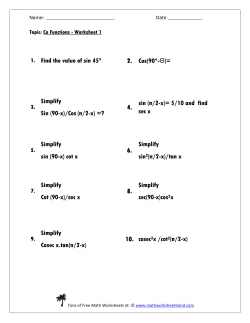 Co Functions Worksheet Five Pack