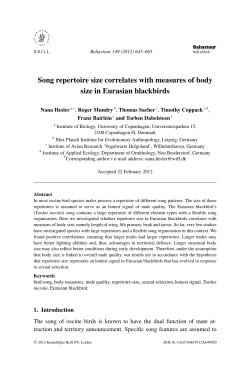Song repertoire size correlates with measures of body size in