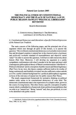 Natural Law Lecture 2005 THE POLITICAL