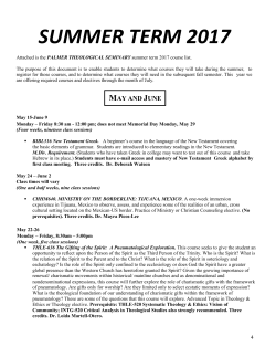 summer term 2017 - Palmer Theological Seminary