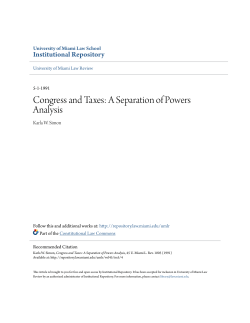 Congress and Taxes: A Separation of Powers Analysis