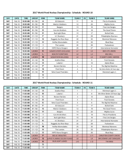 2017 World Pond Hockey Championship - Schedule