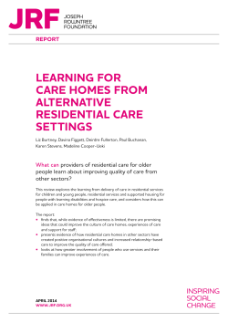 Learning for care homes from alternative residential care settings
