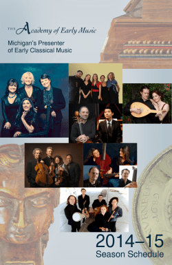 Season Schedule - The Academy of Early Music