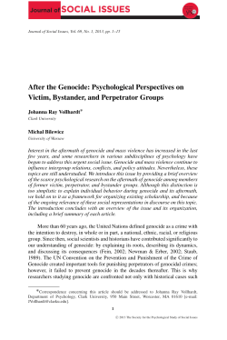 After the Genocide: Psychological Perspectives on Victim, Bystander