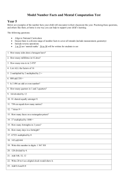 Model Number Facts and Mental Computation Test year 5